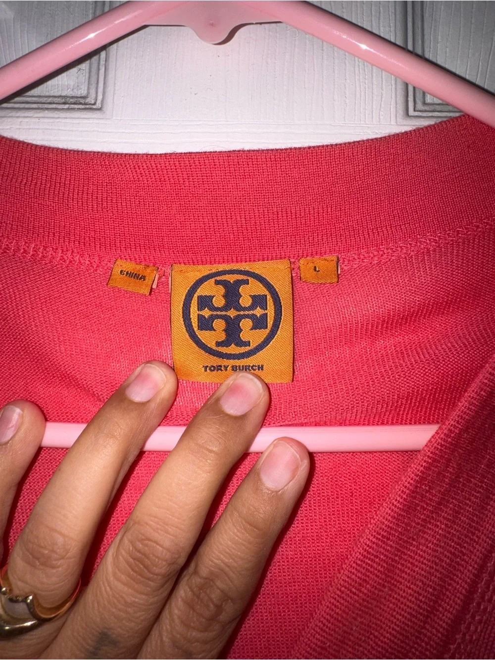 Tory Burch Coral Open-Front Cardigan